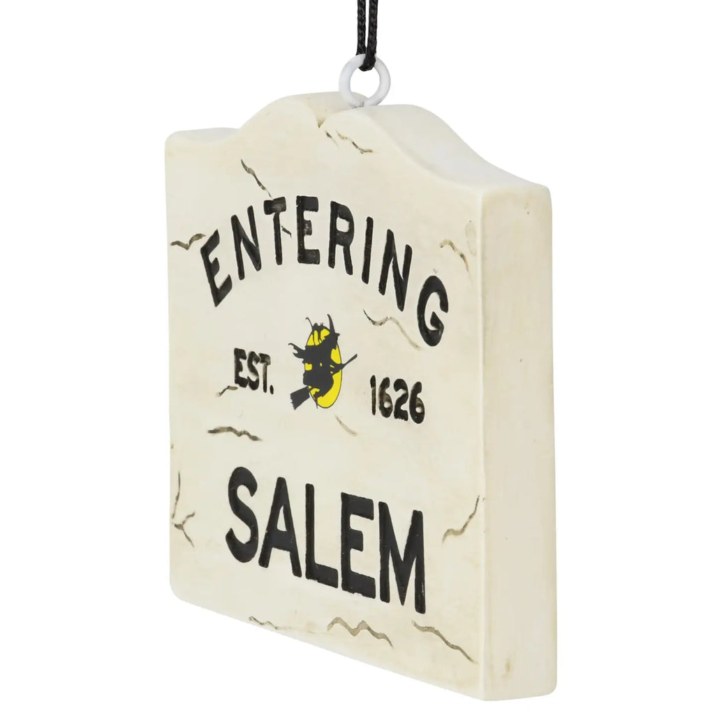 Entering Salem Sign with Witch Halloween Ornament