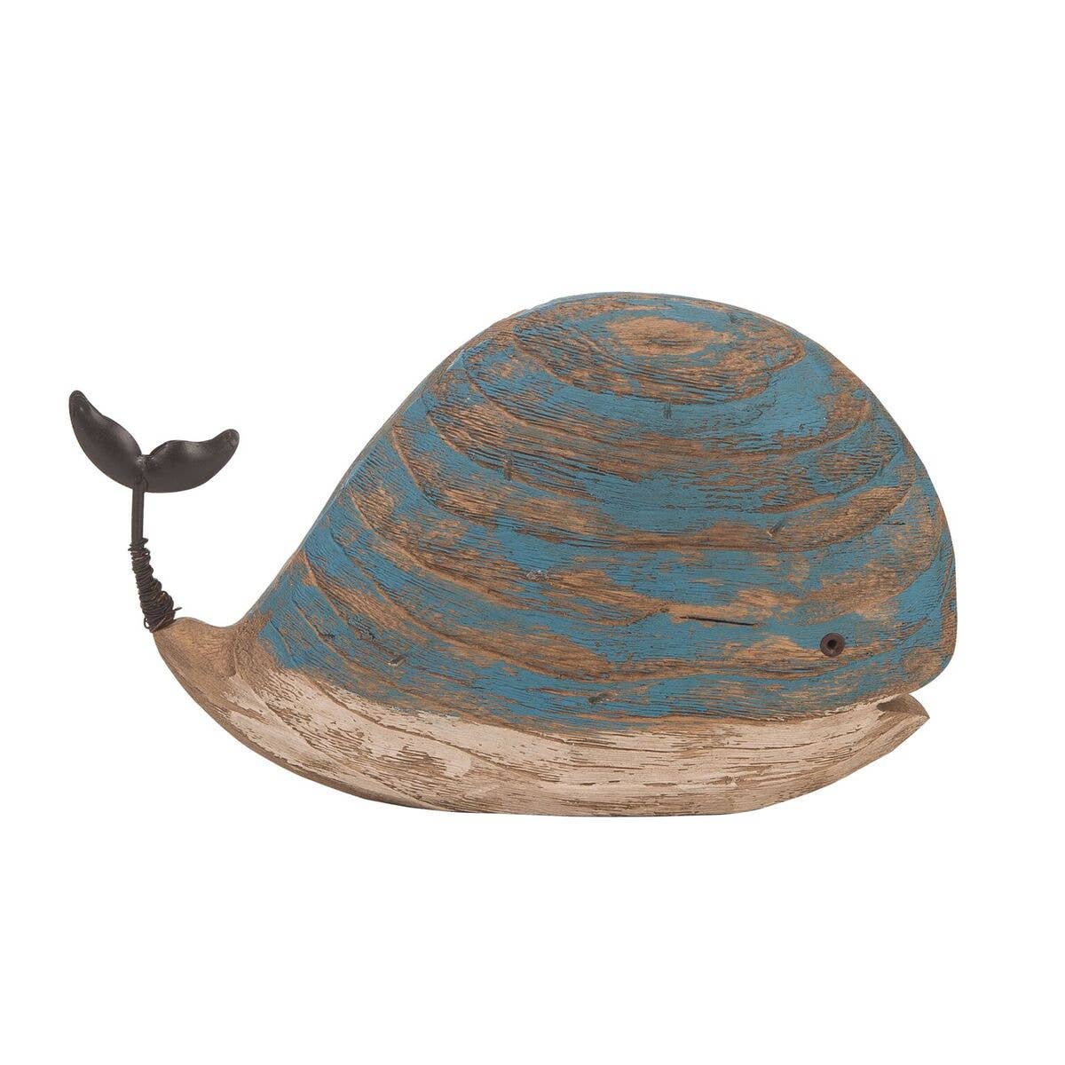 Turquoise Whale Wood Decorative Accent
