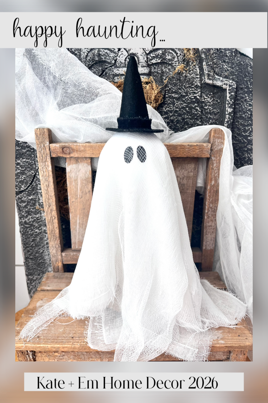 Primitive Fall Halloween 13" Lil Ghost w/ Witch Hat