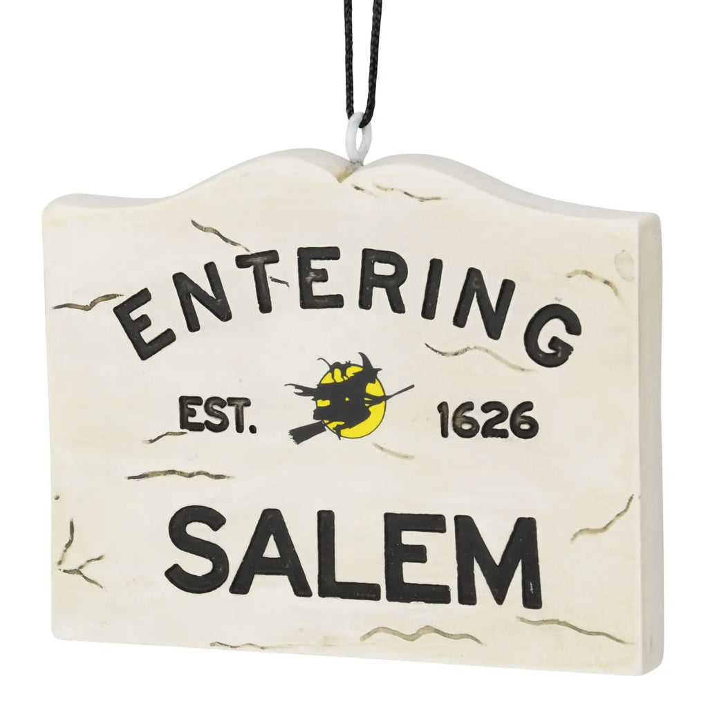 Entering Salem Sign with Witch Halloween Ornament