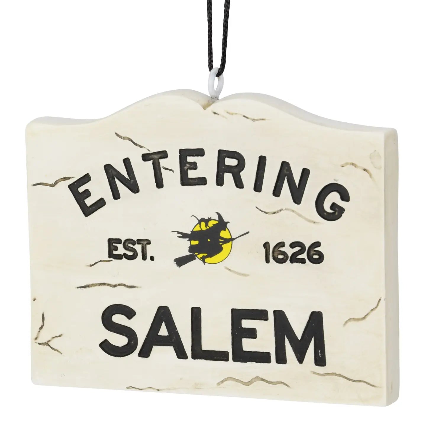 Entering Salem Sign with Witch Halloween Ornament