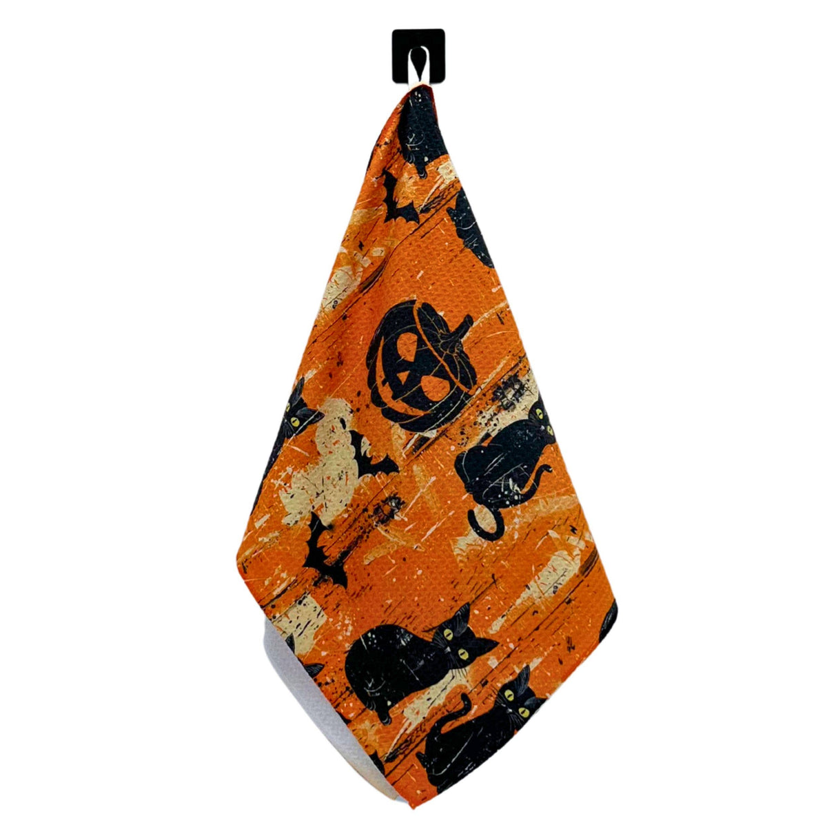 Halloween Black Cats & Pumpkins Waffle Towels