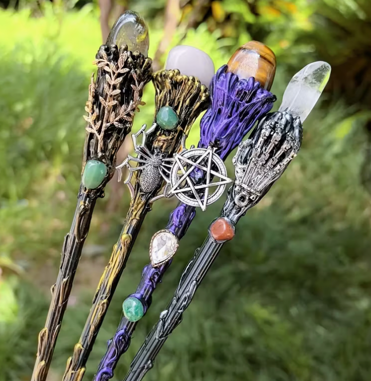 1pc Elegant Crystal Wand  - Skeleton Hand Wand