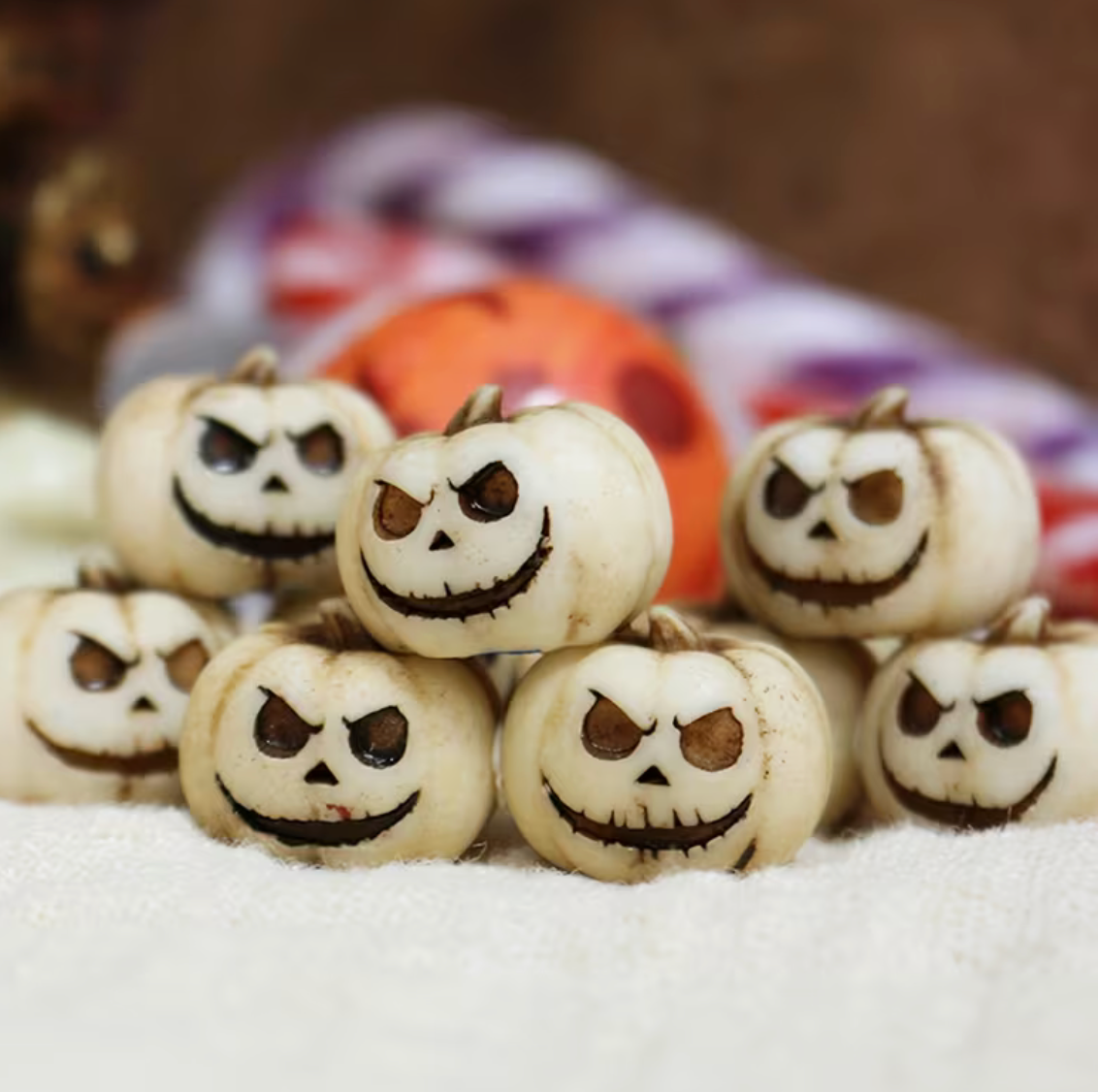 20pcs Resin White Small Pumpkin Decorations, Harvest Joy