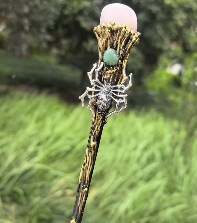 1pc Elegant Crystal Wand  - Gothic Skull Hand