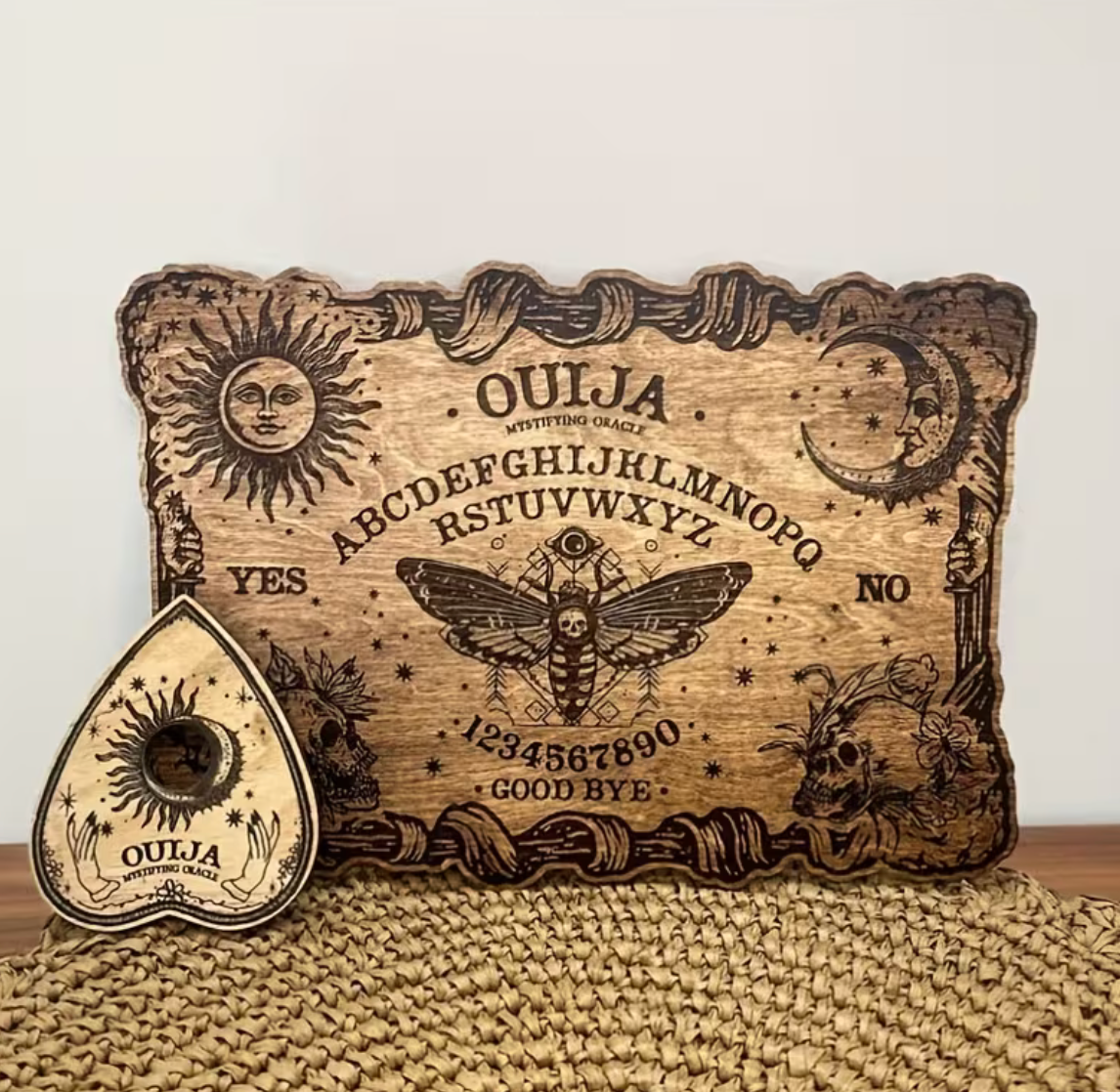 Wooden Gothic Style Ouija/Divination Board with Pointer