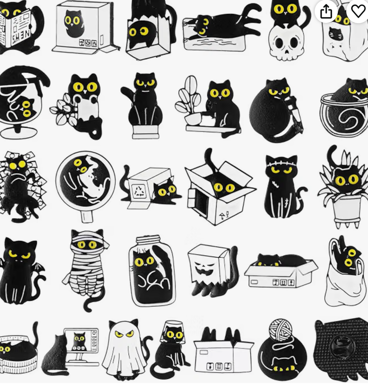 Black and White Cat Enamel Pins