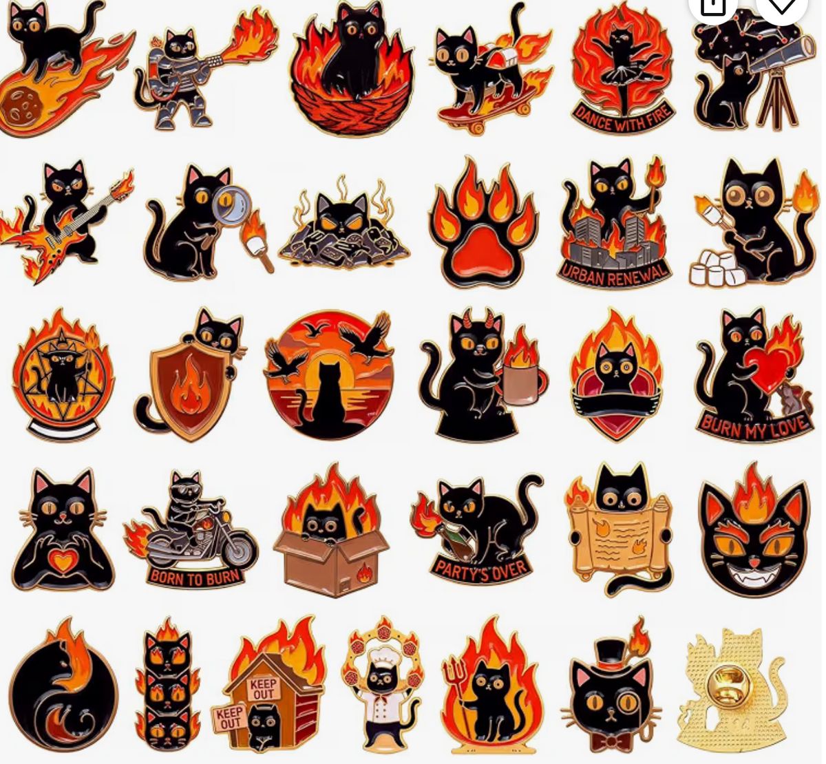 Fire Cat Enamel Pins