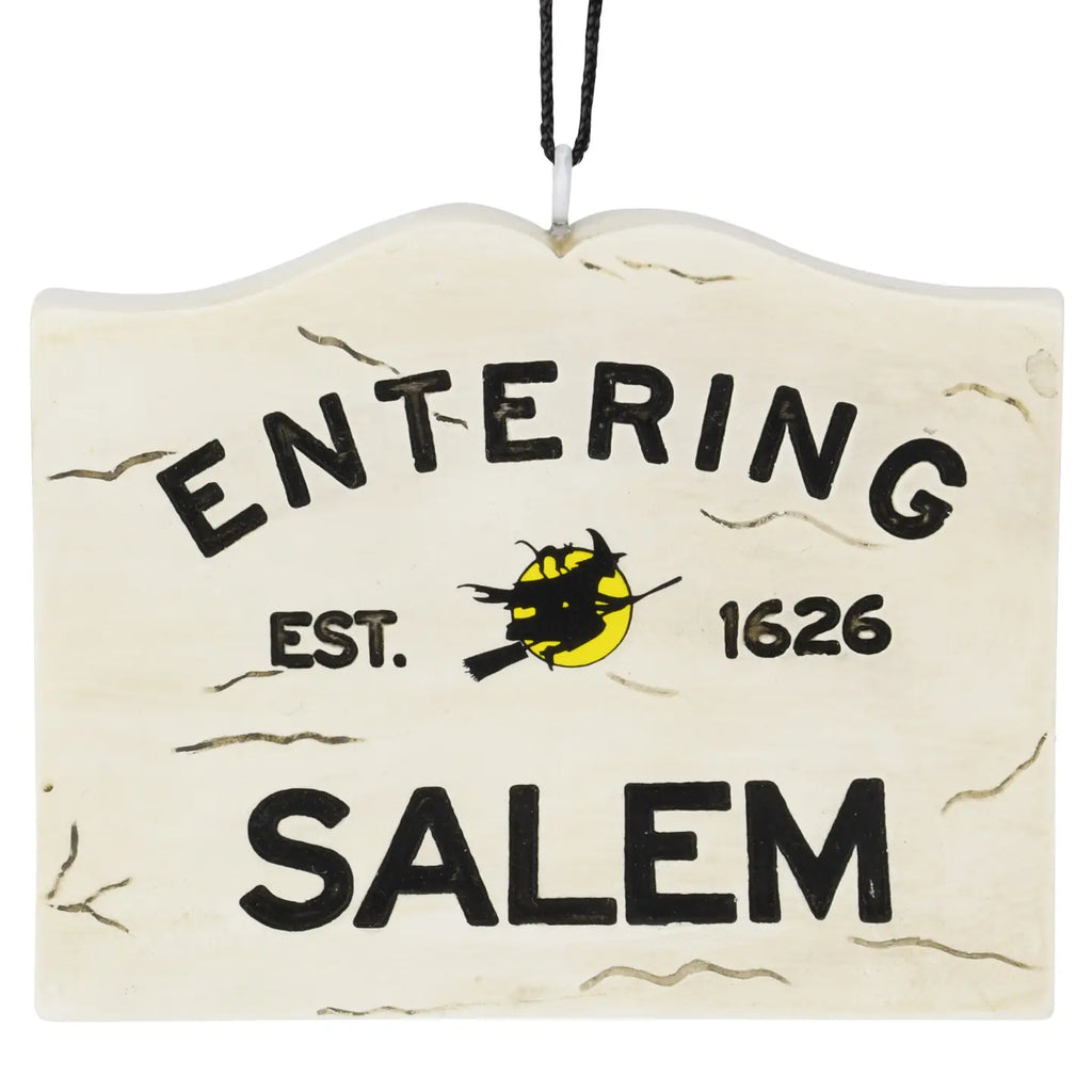 Entering Salem Sign with Witch Halloween Ornament