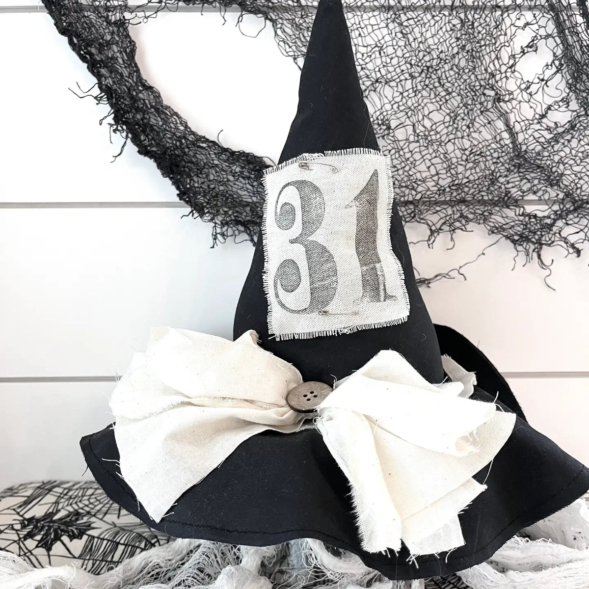 Primitive Witch Hat Black, Handmade Halloween Home Decor